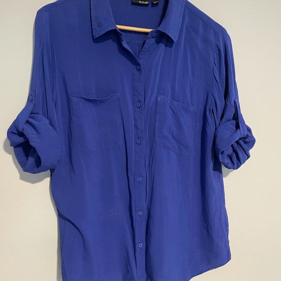 Indigo button up blouse - Picture 3 of 6